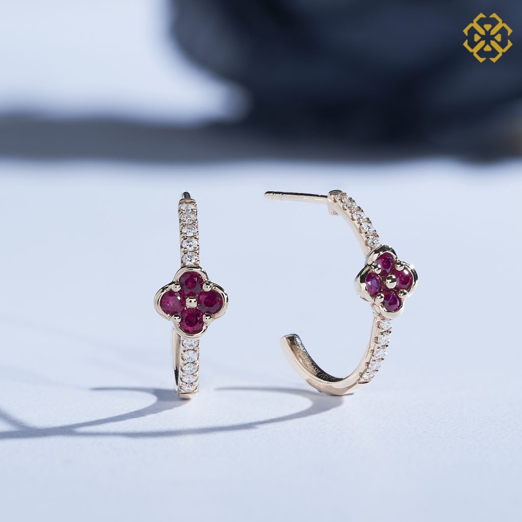 Ruby Flower Hoop Earrings RG