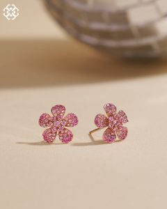 (BOB) Flower Pink Sapphire Earrings RG