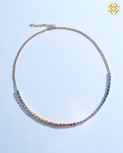 New Oval Rainbow Eternity Necklace YG (STAR)