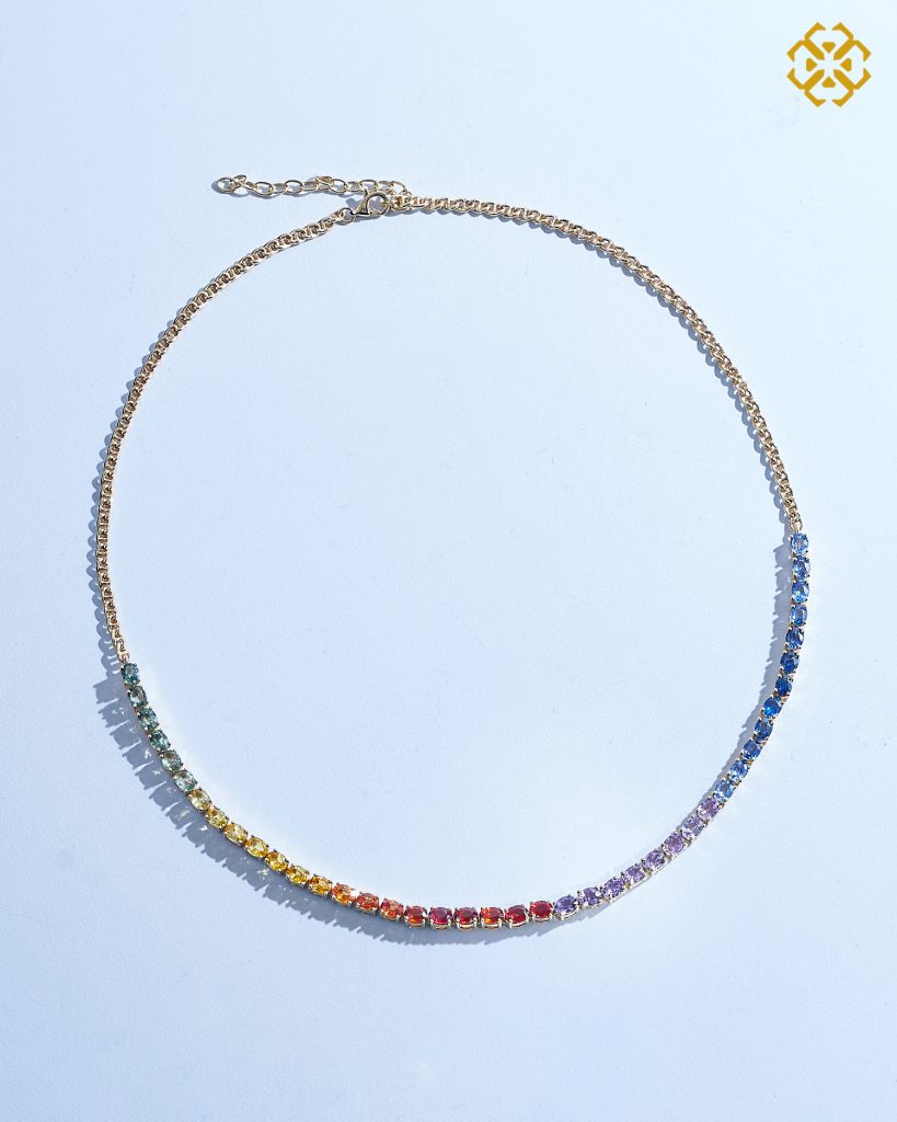 New Oval Rainbow Eternity Necklace YG (STAR)